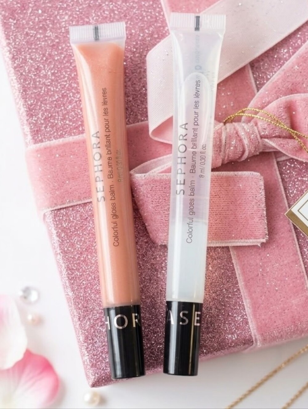 Sephora Nude Peach & Clear Colorful Gloss Balm Duo NWT
